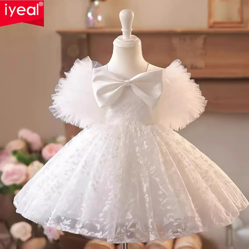 IYEAL Girls' High end Piano Performance Dress Flower Girl Wedding Little Girl's 1st Birthday Dress Children's Princess Dress