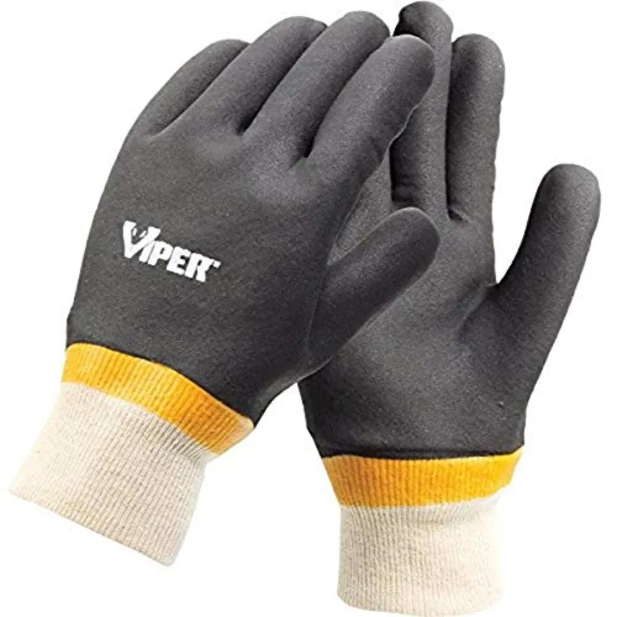 

7100 Viper Double Coated PVC Gloves Knit Wrist Cuff Large Black Pack of 12