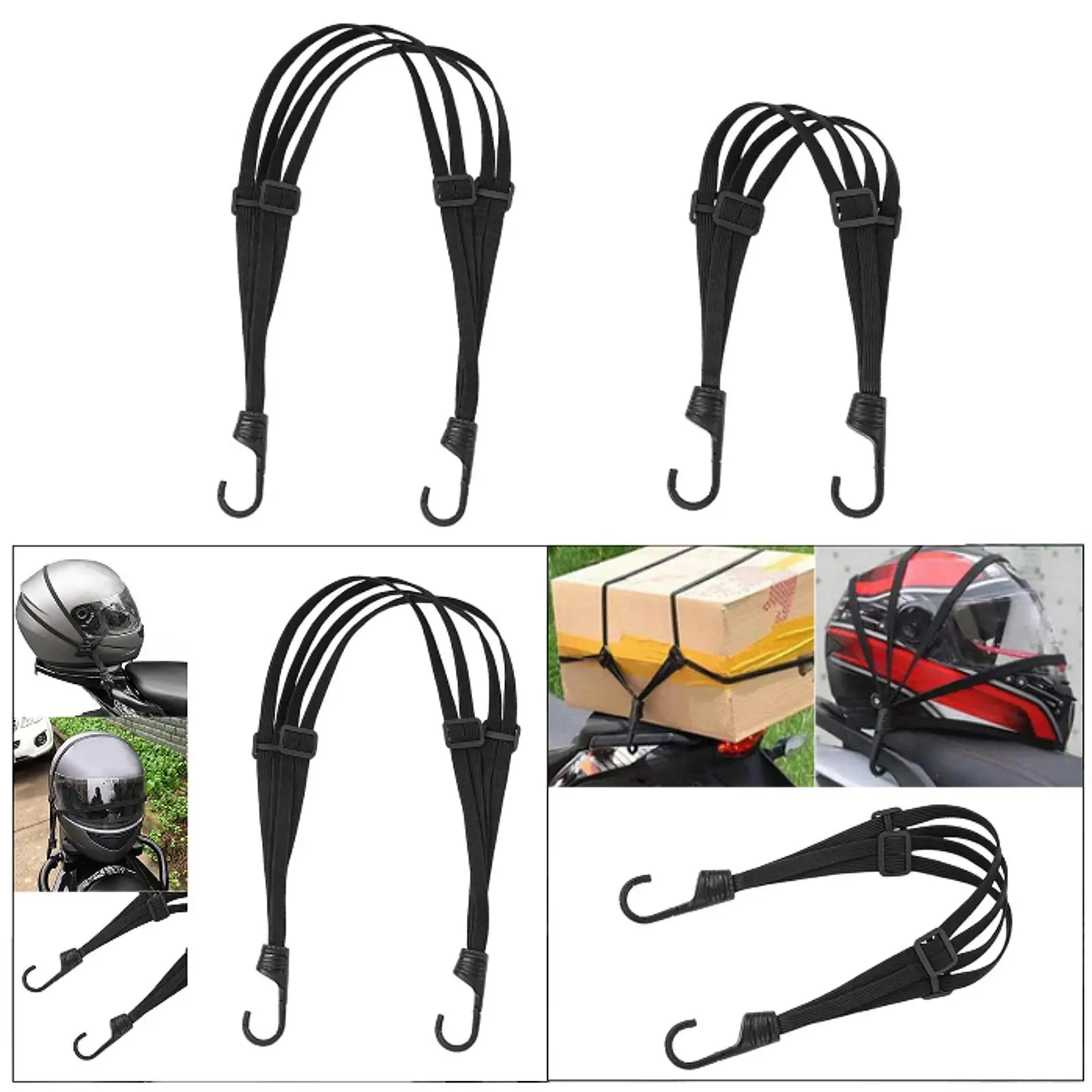 Motorcycle Helmet Luggage Elastic Rope with Anti Slip Grip Retractable Rack Strap for Bike Helmets and Cargo view 5