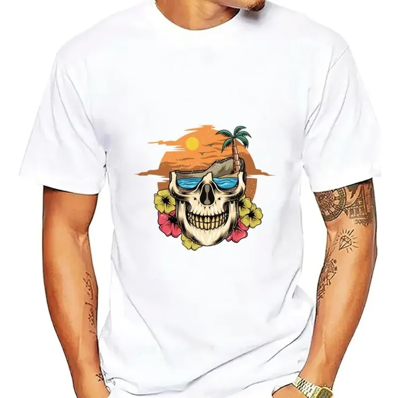 Art Endless Summer Skull T Shirt Men Couple Combination Women Clothes Short Sleeve Collar Fashion Cotto