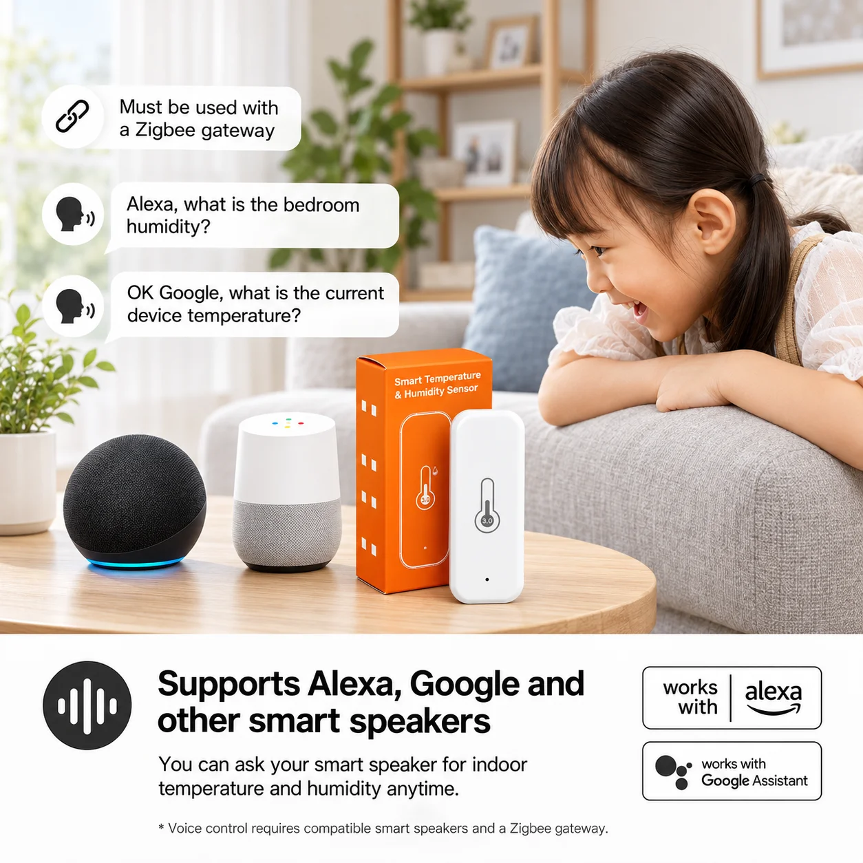 Zigbee Temperatur- und Feuchtigkeitssensor, intelligentes Innenraumthermometer und Hygrometer für Smart Home, Fernbedienung über App, kompatibel mit Yandex Z2M, Smart Life und Alexa. – Detail 12
