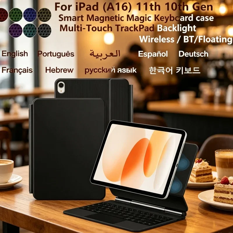 All in One Keyboard Case for iPad 10th 10.9 Magnetic Floating Holder Protective Cover for iPad A16 2025 11