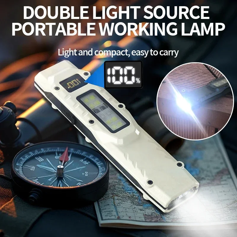 

NEW Portable EDC Flashlight USB Rechargeable Tactical Flashlight Torch IPX4 Waterproof Led COB Work Light Camping Lantern