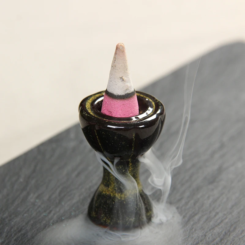 Cone Incense Tower Special Backflow Incense Burner Lotus Incense Granules Ceramics Holder Home Handmade Crafts Decoration