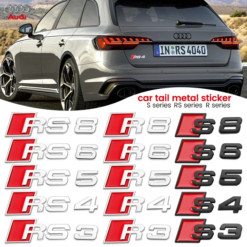 Car Rear Trunk Emblem Logo Badge Sticker for audi S3 S4 S5 S6 S7 S8 RS3 RS4 RS5 RS6 RS7Letter Number Emblem Sport S-Klasse Umbau