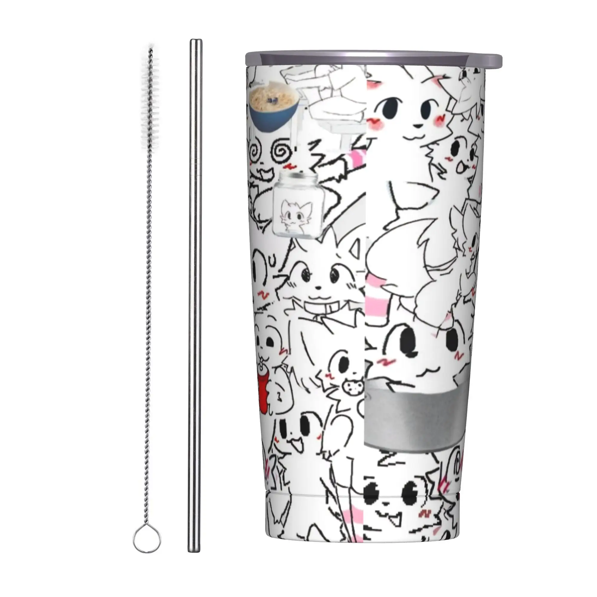 

Boykissers Silly Cat Insulated Tumbler with Straws Lid Cute Furry Stainless Steel Coffee Mugs Office Home Bottle Cups, 20oz