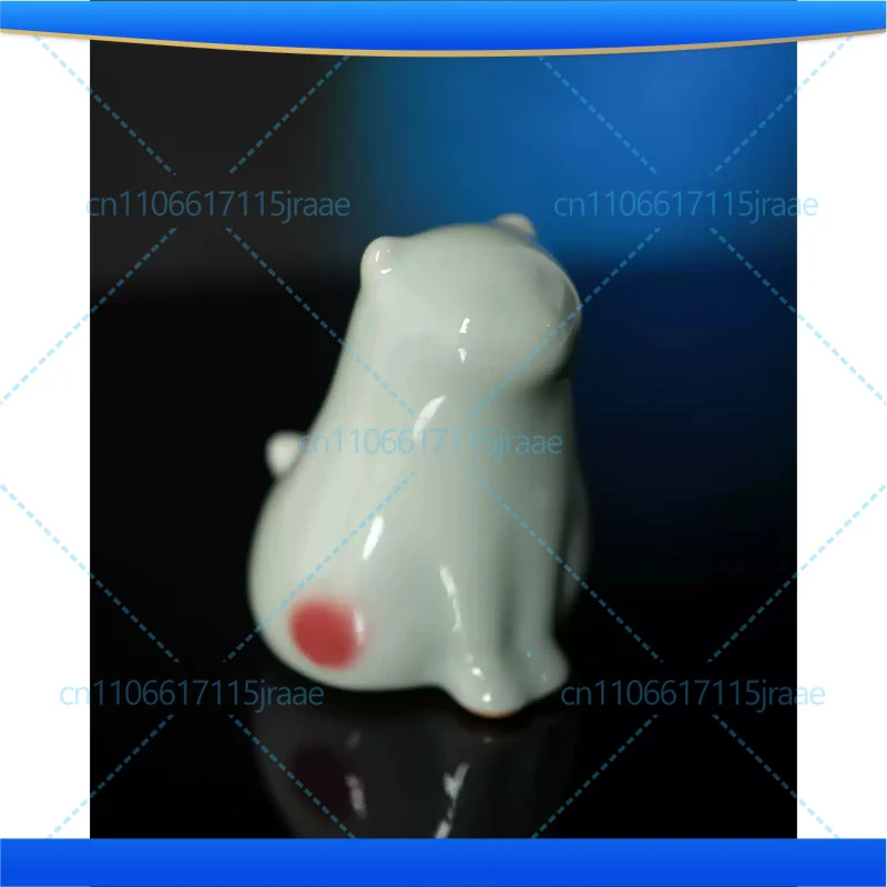 Azure Jun Red Blush Kiln Change Cute Guardian Cat Statue, Jun Porcelain Chinese Style Desktop Art Decoration