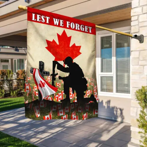 Remembrance Day Canadian Veteran Lest We Forget Flag Garden Flag