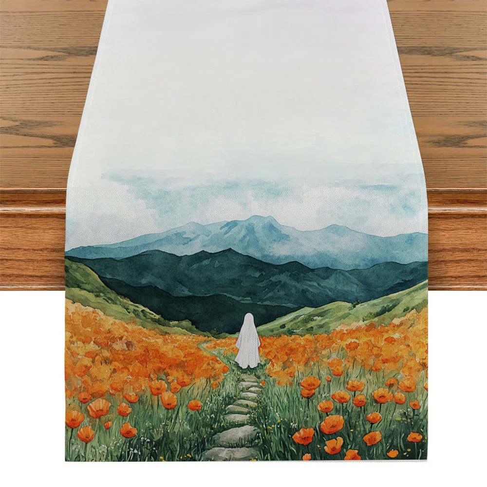 Ghost Mountain Flower Table Runners Dresser Table Decor Farmhouse Dining Table Runner Holiday Party Decoration