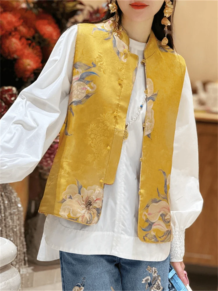 

Обновленный женский жилет в китайском традиционном стиле: весенне-осенний костюм Тан, новая модная куртка в китайском стиле