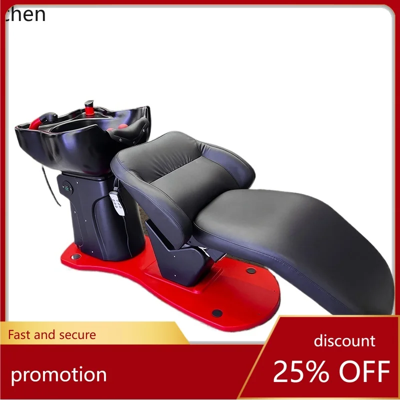 

HT electric liftable barber shop shampoo bed hair salon special high-grade ceramic basin hair salon half lying flush bed Xinze