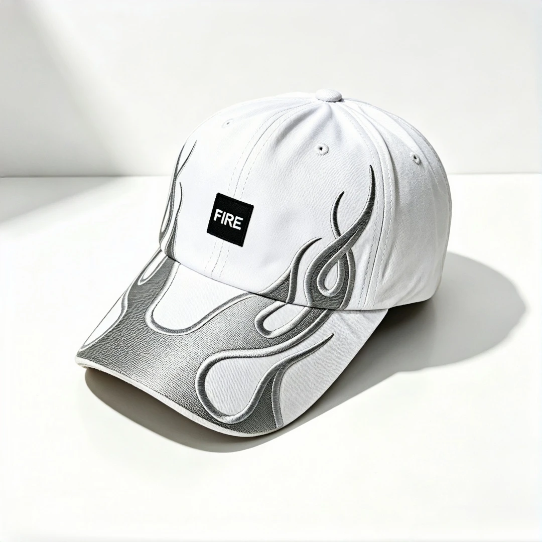 Retro flame pattern embroidered baseball cap - suitable for both men and women, adjustable shoulder strap, street style, hip-hop