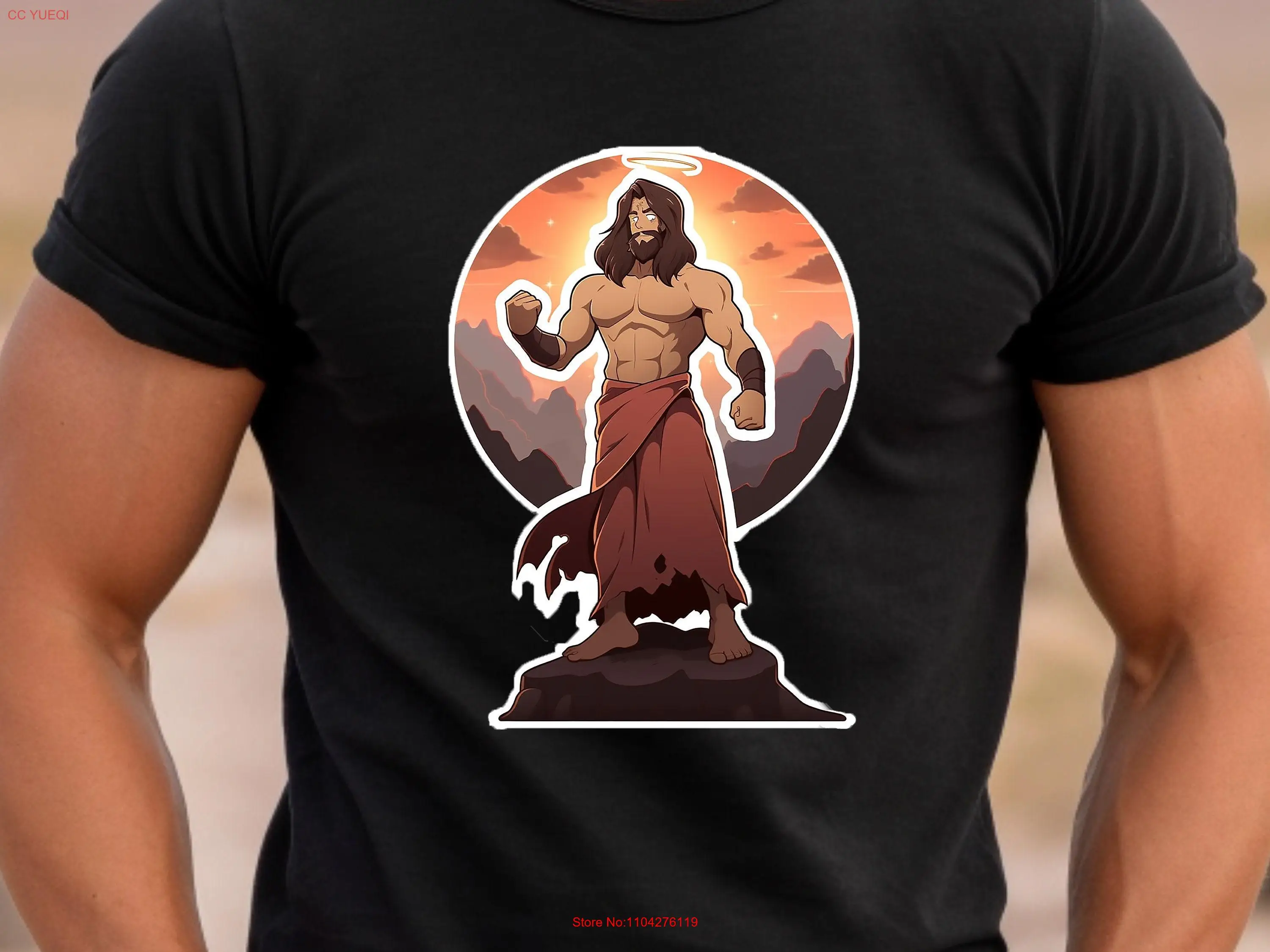 Godly Gains Jesus T Shirt Christian Faith Inspired Fitness Gym Lover For Men Manga Anime Design Fit Top