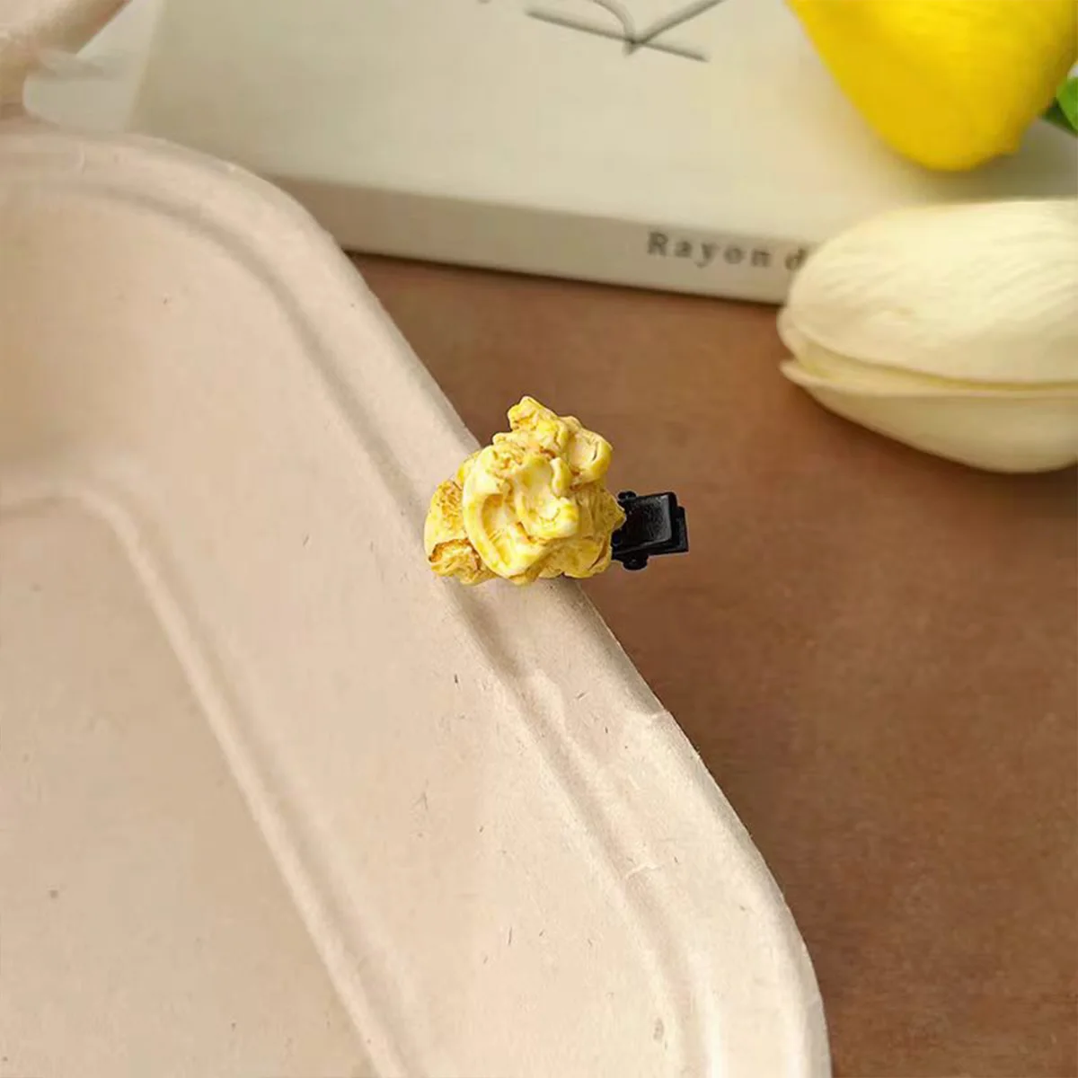 Niedliche Handgemachte Realistische Popcorn-Haarspange für Mädchen, Seitliche Pony- und Stirn-Haarnadel Kopfschmuck – Detail 6