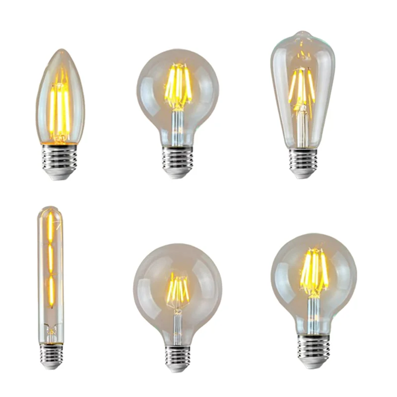 Lampadina E27 vintage da 4 W C35 ST64 G80 G95 G125 T185 Lampadina LED retrò 2200 K Apparecchio retrò Decorazione di illuminazione