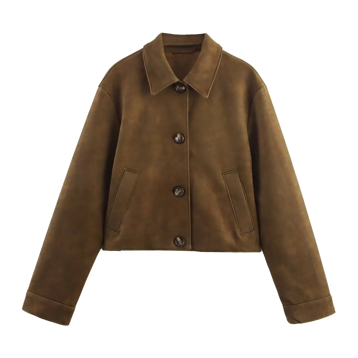 

Autumn and winter brown short suede effect jacket European and American new popular jacket short jacket top