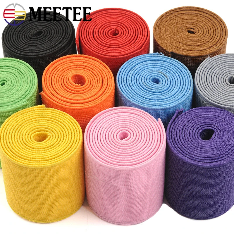 

5M Meetee 20-50mm Flat Elastic Band for Sewing Pants Belt Rubber Cord Tape Elasticity Rope Stretch Webbing Clothing Accessories
