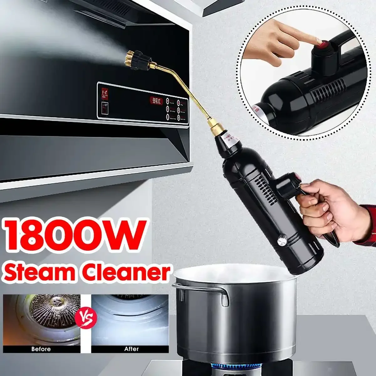 High Temperature Steam Cleaner 220V 1800W High Pressure Home Car Cleaning Machine Household Kitchen Washing Cleaner Sanitizer