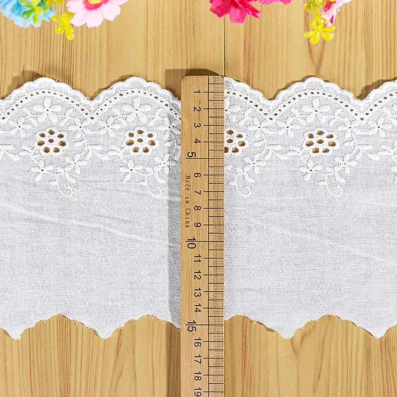 5Yard/Lot hohle Blume Baumwoll tuch bestickte Spitzen besatz 13cm Kleidung Kleid DIY Manschetten Ausschnitt Stoff Zubehör – Detail 8