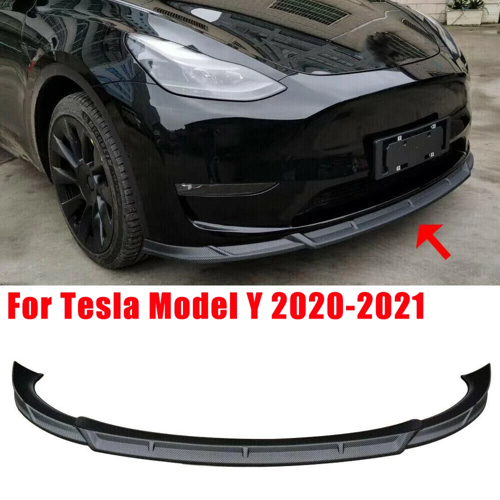 Spoiler per paraurti anteriore per Tesla Model Y 2020-2022 PP in fibra di carbonio Look anteriore inferiore paraurti Protector Guard Cover Body Kit