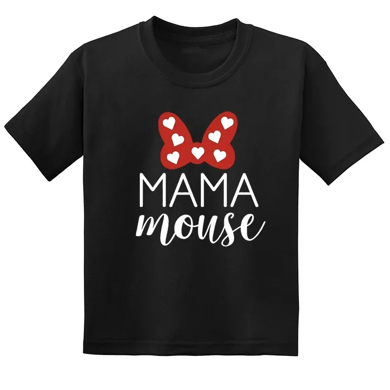 Matching Family Outfits Clothes Family Look MAMA & MINI Mouse Print T shirt Mom Daughter Cotton Tops Baby Girls Cute T-shirt