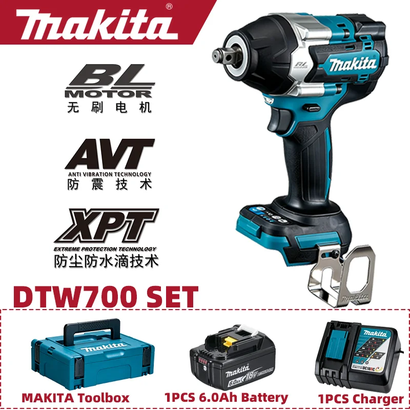

Makita DTW700 1000N.M Torque Brushless Electric Impact Wrench Cordless Electric Drill 1/2"Wrench Power Tools For 18V Battery