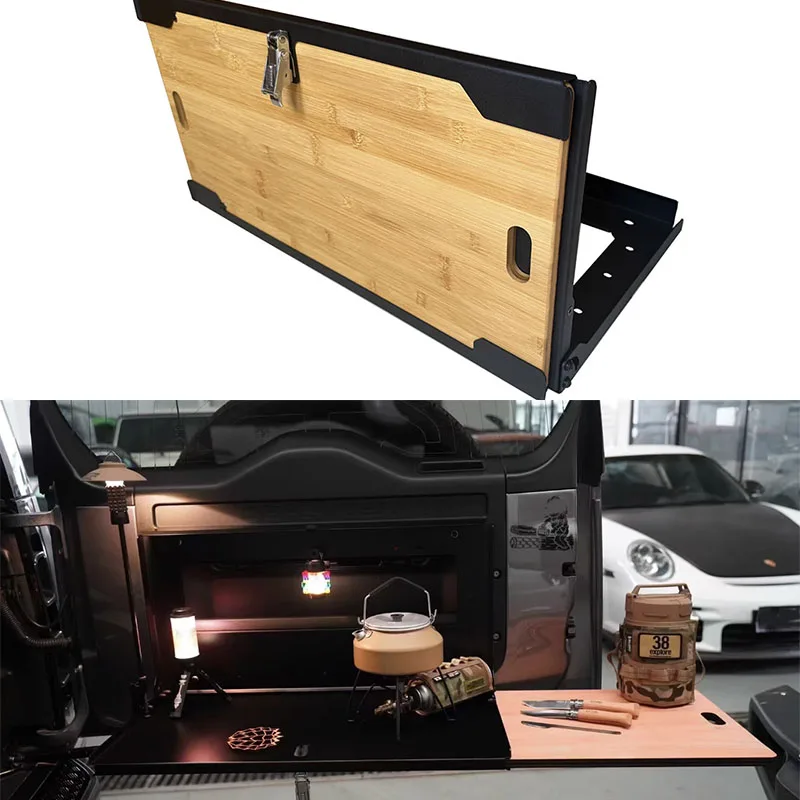 

Складной стол на заднюю дверь для Land Rover Defender 90 110, сверхмощная стальная грузовая полка с деревянным подносом, 40 кг Loa