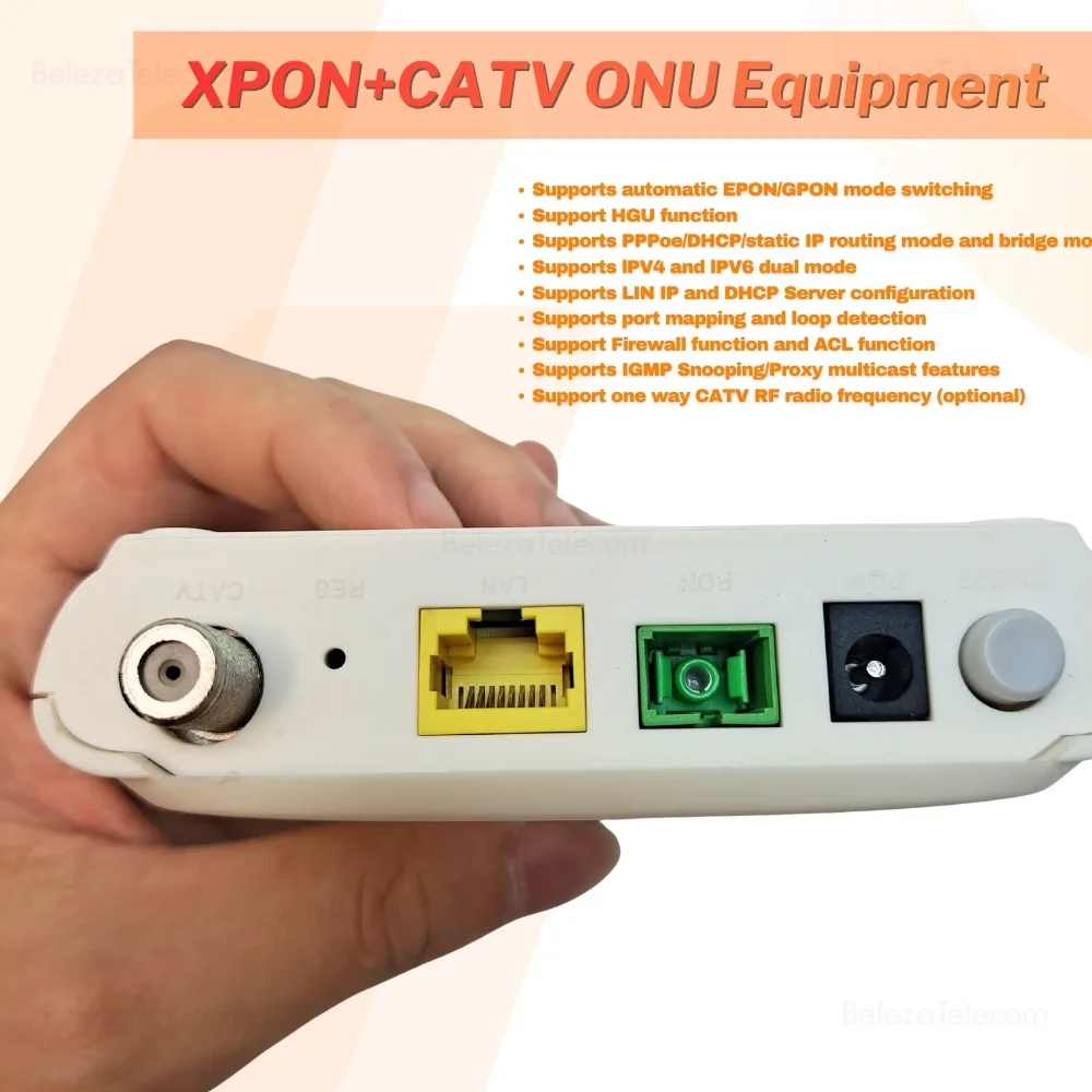 XPON CATV ONU Equipment FTTH Fiber to RF Modem with Multi-Mode Support & Integrated Optical Receiver