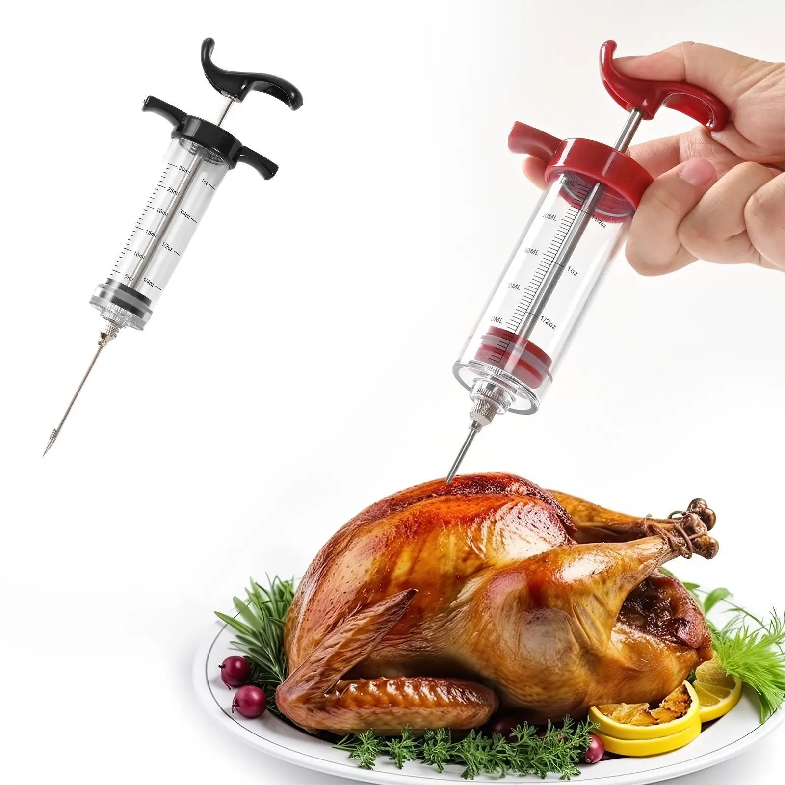 Meat Injector Syringe With 3 Marinade Injector Needles for BBQ Grill Turkey Injector Kit Marinade Flavor Injector
