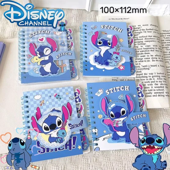 

Disney Stitch Coil Notebook Stationery Cute Anime Lilo & Stitch Portable Coil Book Daily Journal Students School Stationery Gift