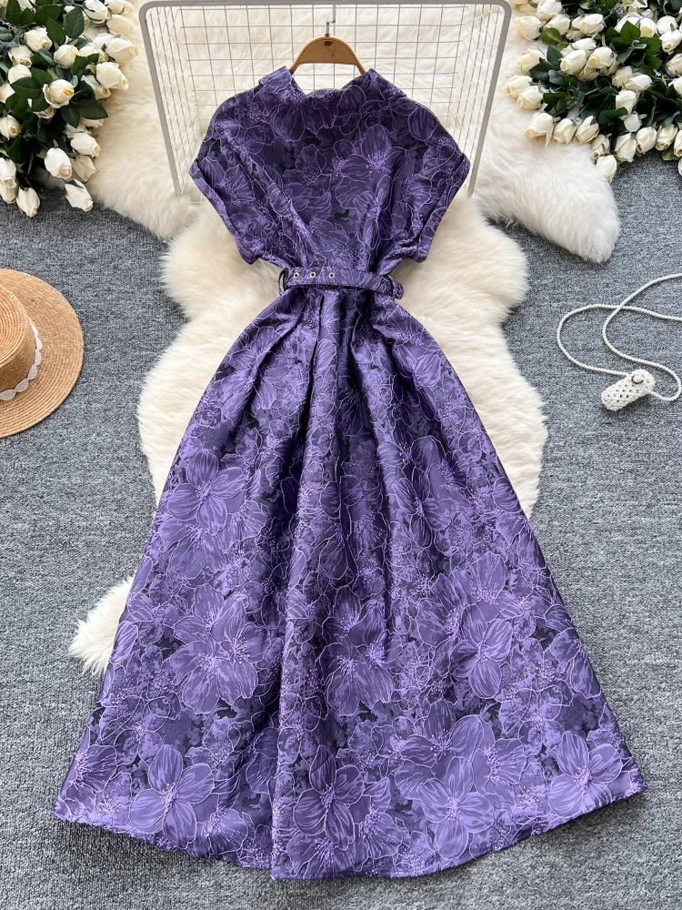 Vintage Print Gewaad Femme Zomerjurk Vrouwen Kleding 2025, Vestidos De Mujer Slanke Taille Single Breasted A-lijn Elegante Jurken