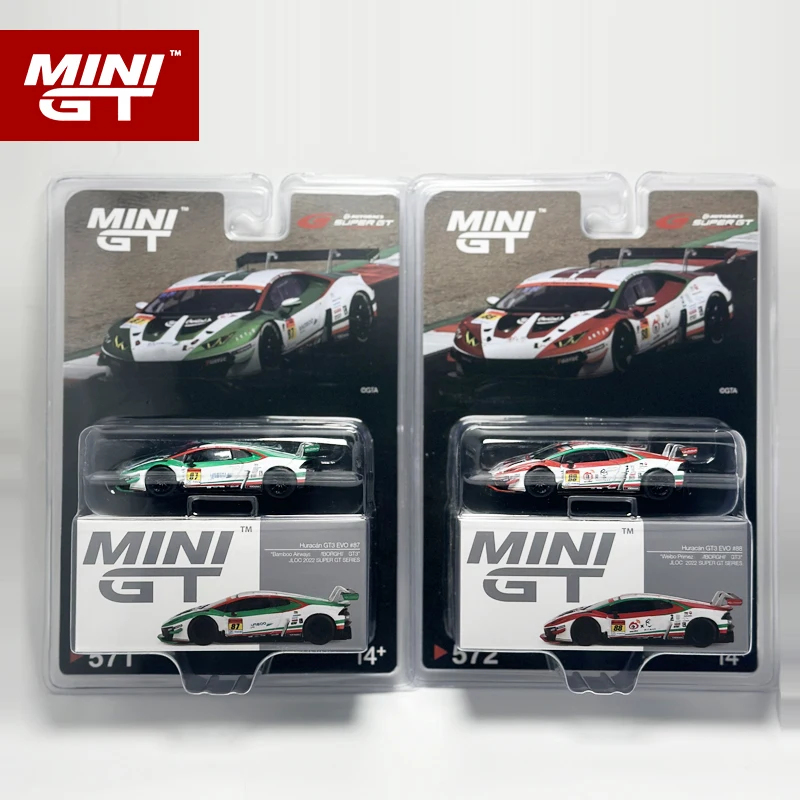 MINIGT 1:64 Huracan GT3 EVO # 87 # 88 JLOC 2022 Serie Super GT Coche de aleación Modelo 571 572