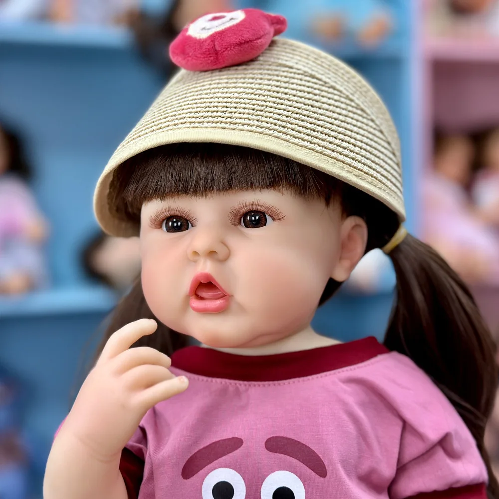 22-inch Vinyl Reborn Girl Doll | Rare Edition, Pink Cartoon Outfit, Cute Thumb-Sucking Expression, Exquisite Eyes