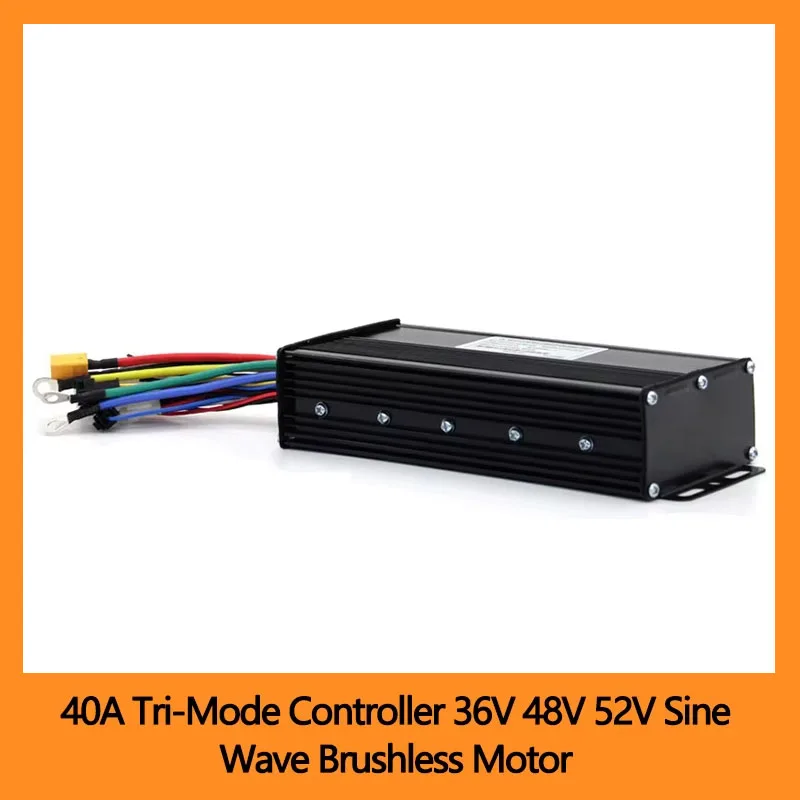

40A Sine Wave Three-Mode Controller for Li-Ion Bicycle Brushless Motor 36V 48V 52V 15 Tube Speed Accessories