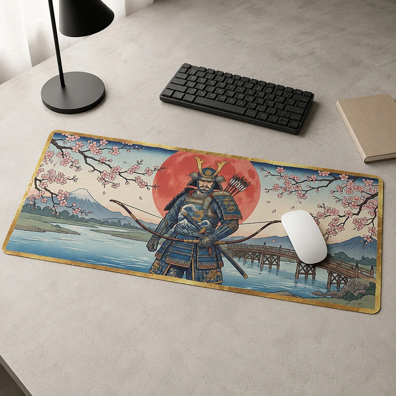 Mouse Pad Samurai Red Sun Gamer XL Custom Large Home Mousepad XXL Desk Mats Soft Carpet Natural Rubber Computer Table Mat