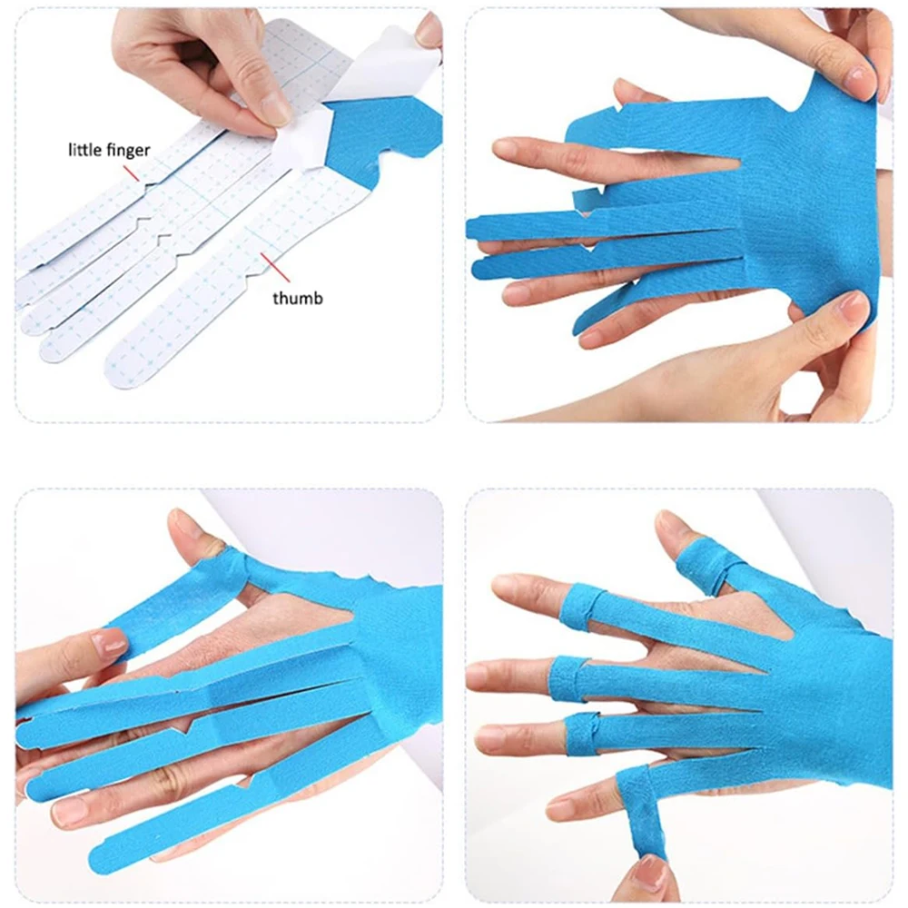 5PC Precut Kinesiology Tape for Wrist & Fingers, Elastic Finger Support & Stability, Breathable, Hypoallergenic Athletic Tape