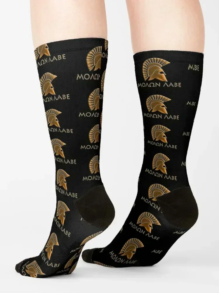 Molon lave-Spartan warrior-lithos font Socks Rugby golf hockey Thermal man winter Socks Male Women's