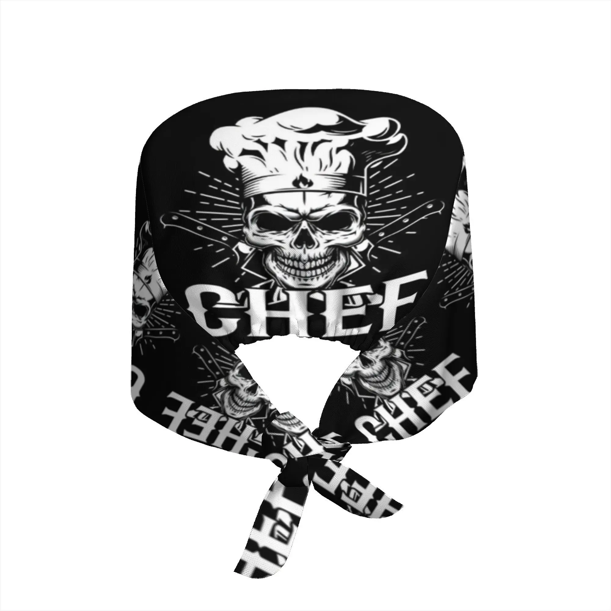Chef Nurse Hat Skull Chef Print with Chef's Toque French Icons Lightweight Costume Accessory Work Attire Chef Gift for Cooks