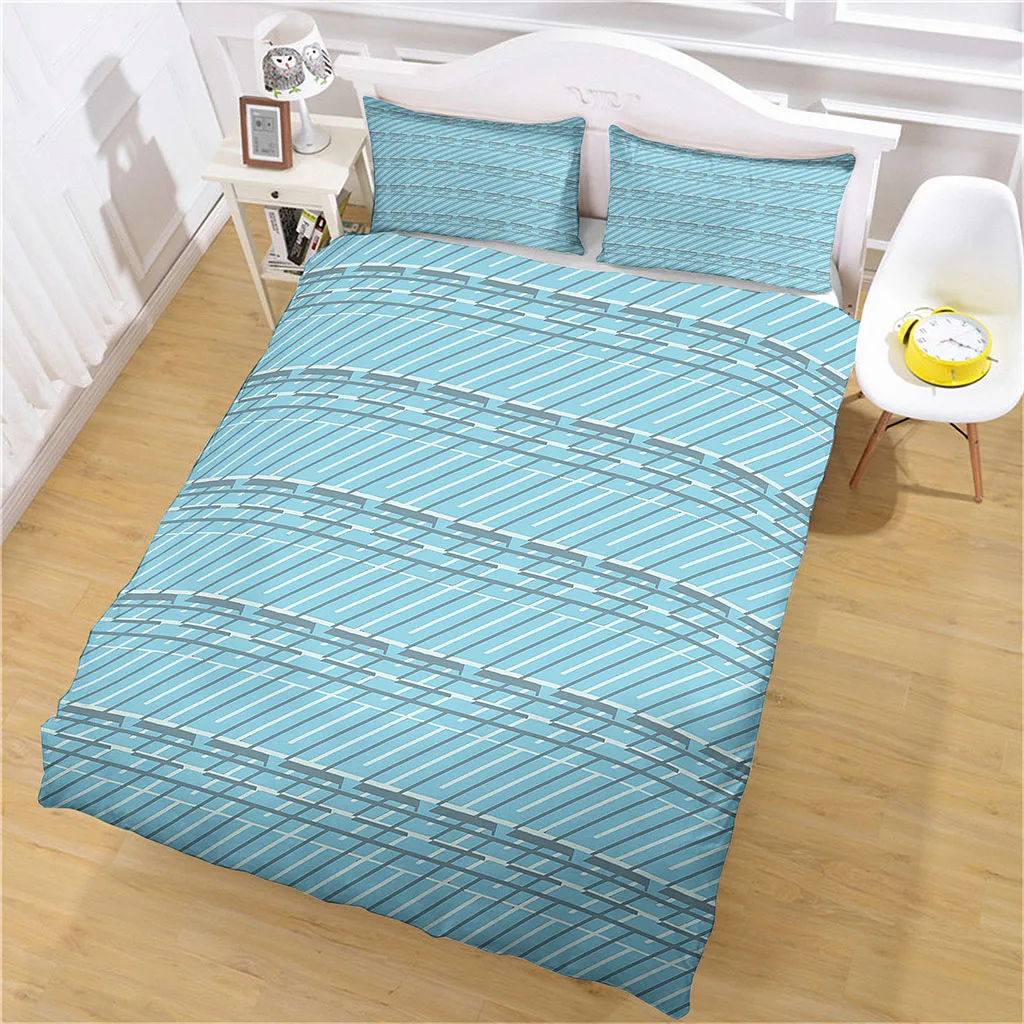 HUANZHUANG Pattern Duvet Cover Blue Note Staff Style Bedding Set With Pillowcase Quilt Cover King Queen Double Single Size