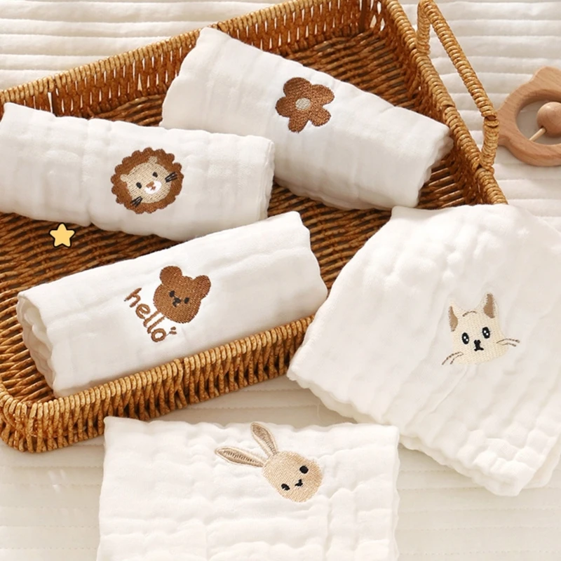 Kindergarten Towel Cotton Burping Cloth Multi-Use Wash Cloth Face Towel High Absorb Feeding Bibs Kids Sweat Absorb Towel