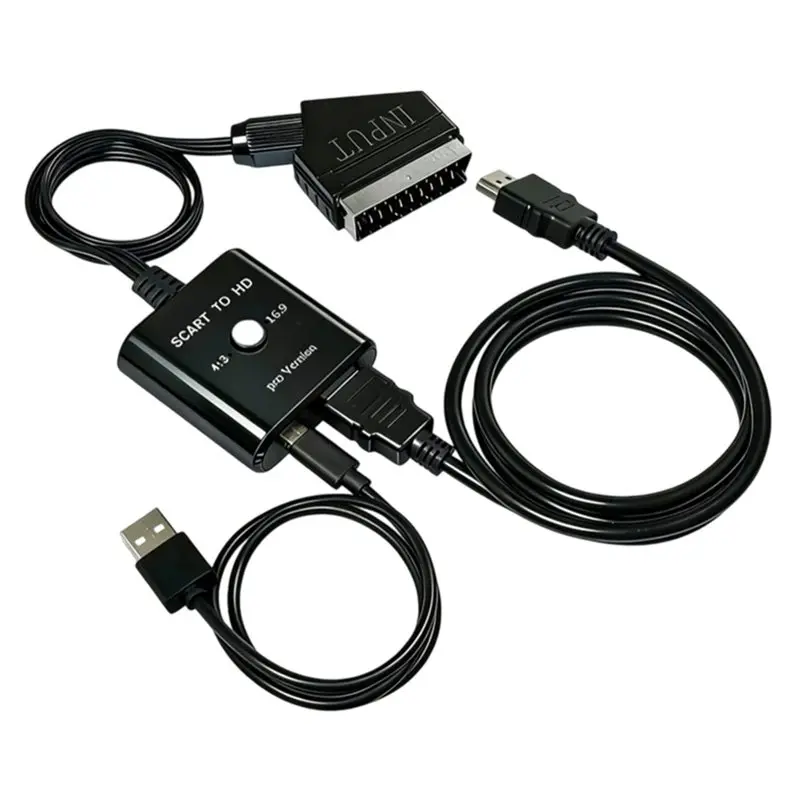 A97I-1080P SCART To -Compatible Converter Video Audio Adapter