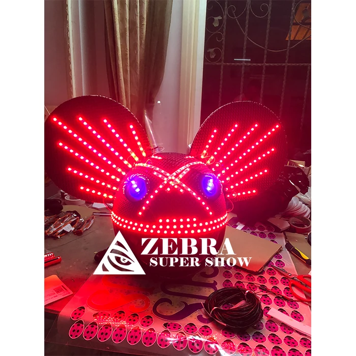 Technologia Świecący kapelusz mysz Kaptur na imprezę Kask LED Festiwal muzyczny Bar Wydajność na żywo Nakrycie głowy Bar Gogo Show Performance