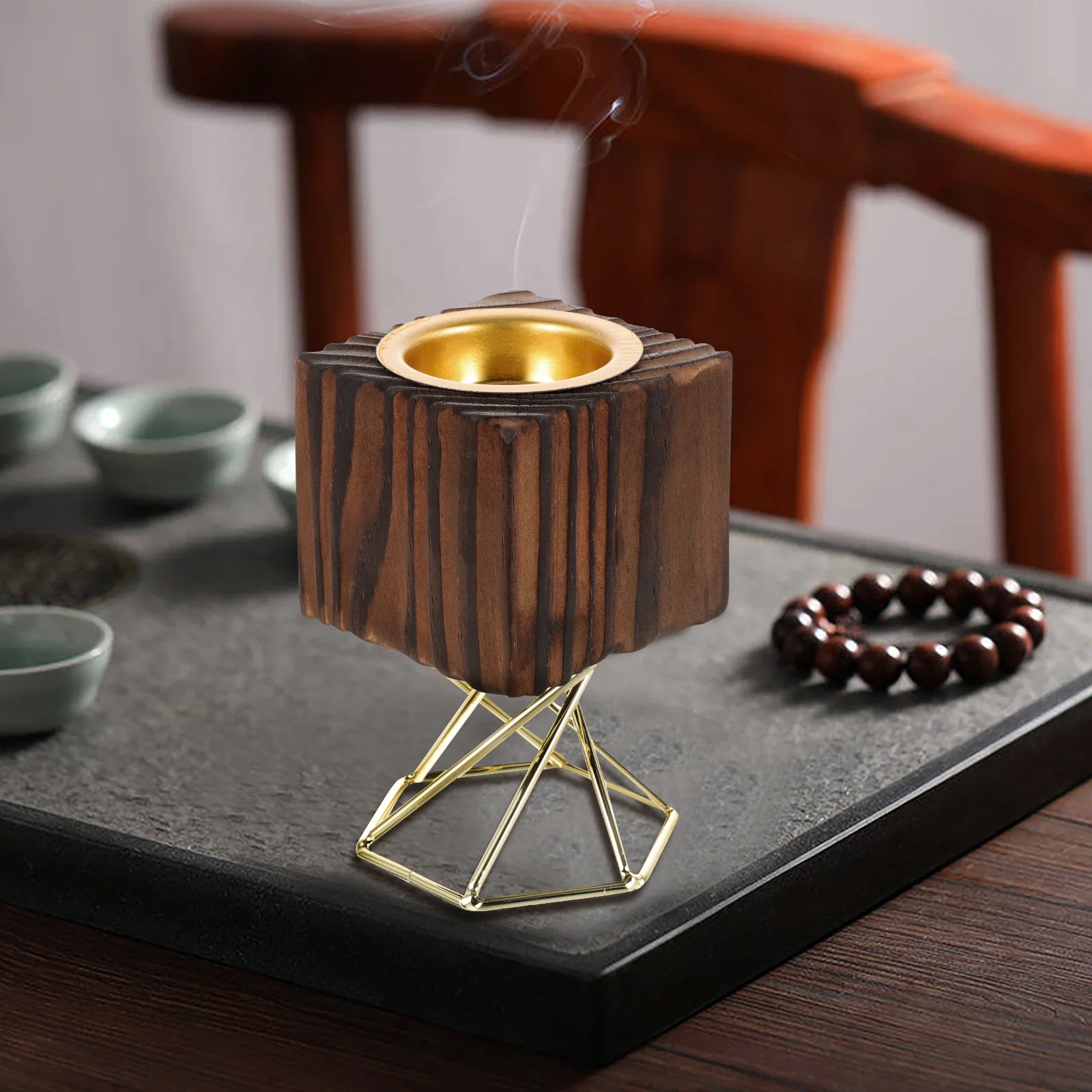 

Portable Wooden Incense Burner Vintage Aroma Stove Cone Holder Home Decor Unique Present Incense Burner Censer Holder