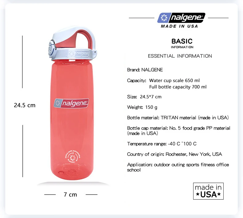 Nalgene 700ml Trinkflasche mit Klappverschluss, robuste Tritan-Sportflasche, auslaufsicher, geeignet für Camping, Wandern, Fitness, Reisen – Detail 3