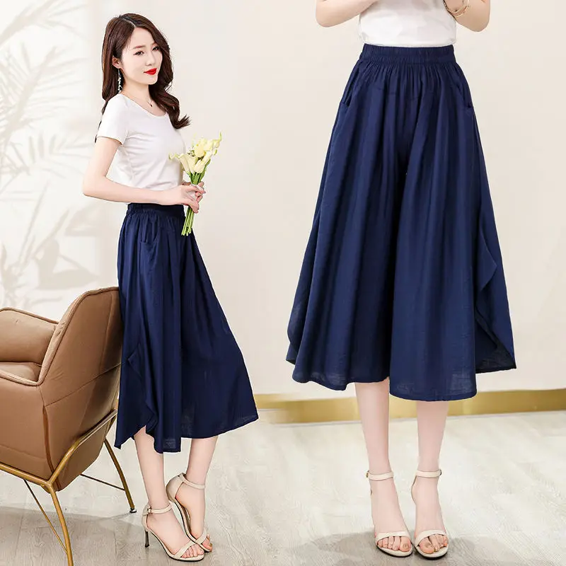 レディース無地スラックス、コットン素材、伸縮性のある秋のシックでエレガントなバギートレンド2025、Gワンサイズ、ゆったりパンツ