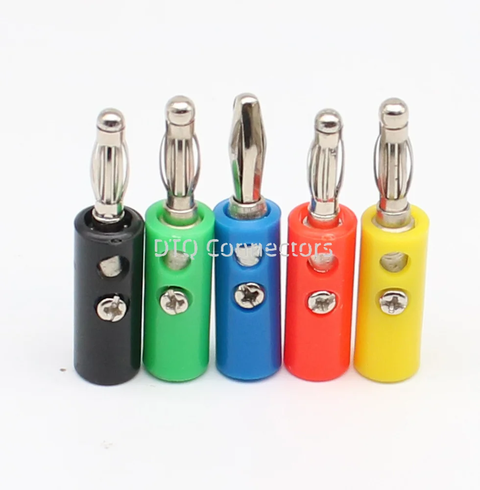 10pcs Banana Plug Red Black Green Blue Yellow 4mm Audio Speaker Wire Cable Screw Type Banana Connector