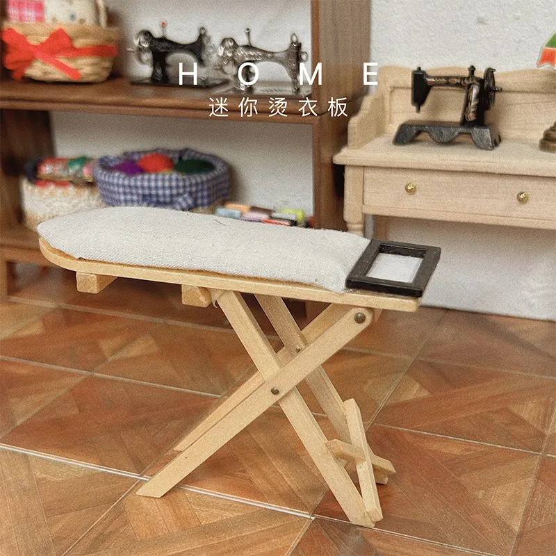 

1:12 Wooden Mini Large Ironing Board Doll House Accessories Clothing Store Tailor Shop Scene Photography Props Model Decoration