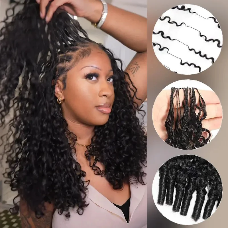 

Burmese Curly Crochet Hair Human Hair 20 Inch 50g Pre-Separated Feather Crochet Hair Extensions, Soft & Lightweight Spiral Curly Invisible Crochet Hair For Women Natural Black