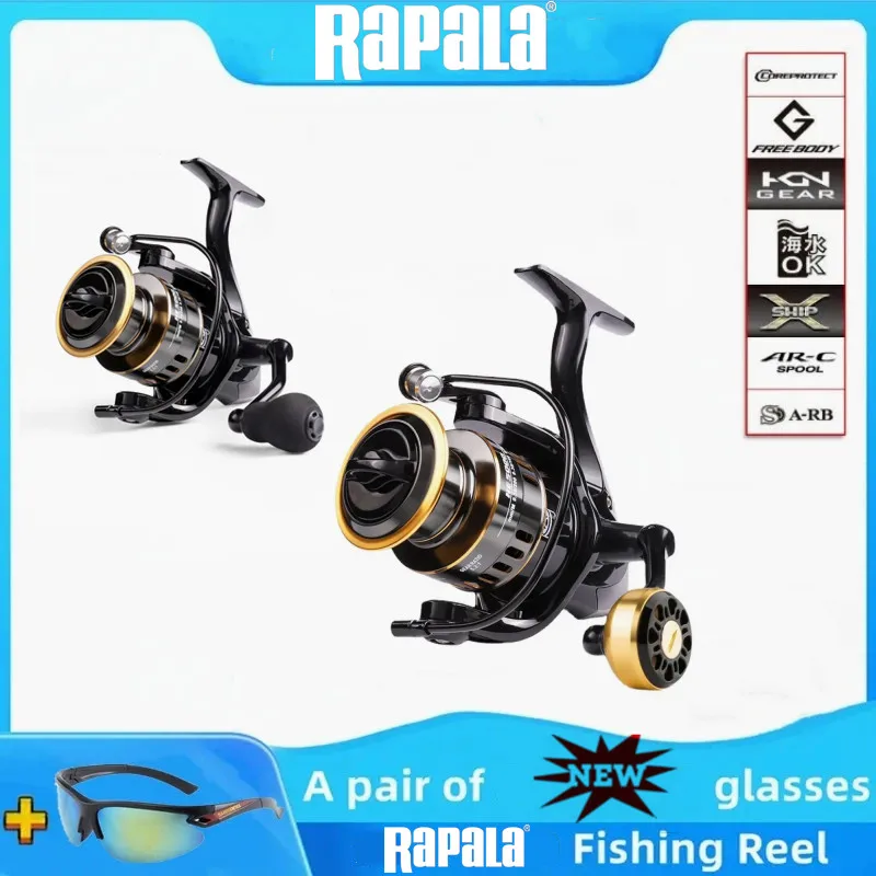 Newest Rapala  Fishing Reel  Metal Ball Grip Spinning Reel 5.2:1 Metal Reel Cup 12KG Max Drag +Glasses