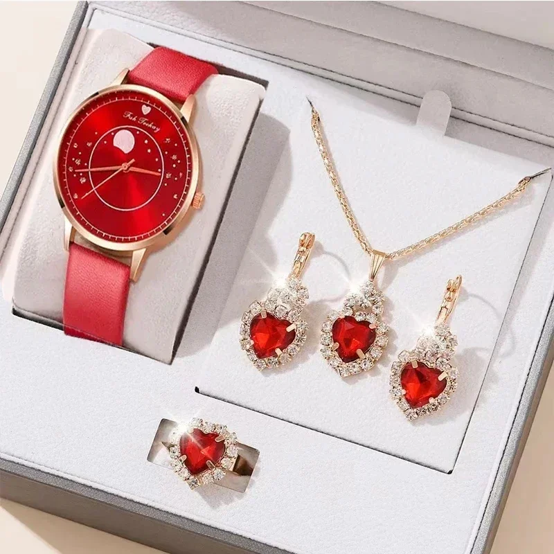 5PCS Set Luxury Womens Bracelet Quartz Watches For Women Magnetic Watch Ladies Sports Dress Blue Wrist Watch Clock Relogio